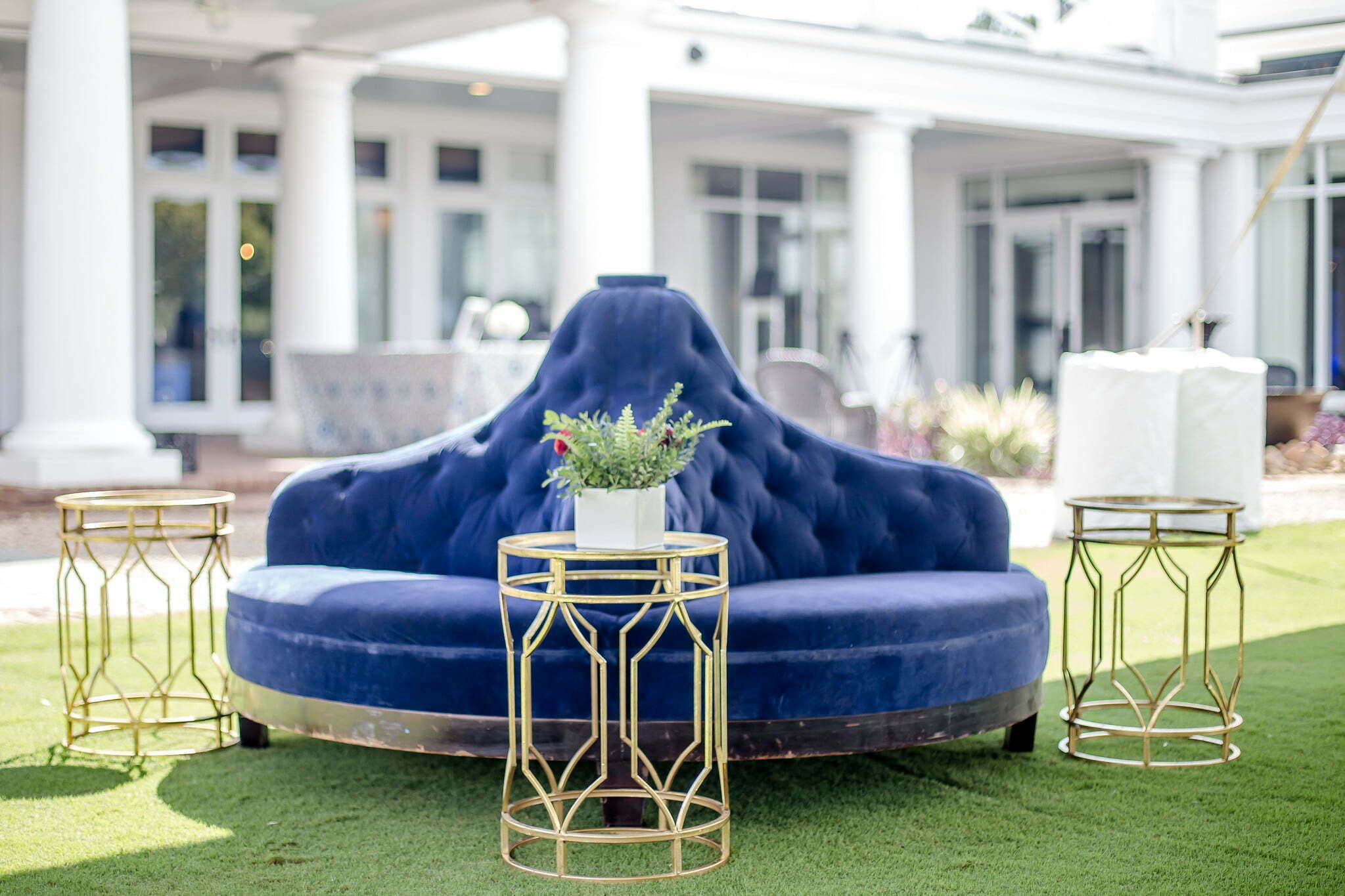event decor – blue couch