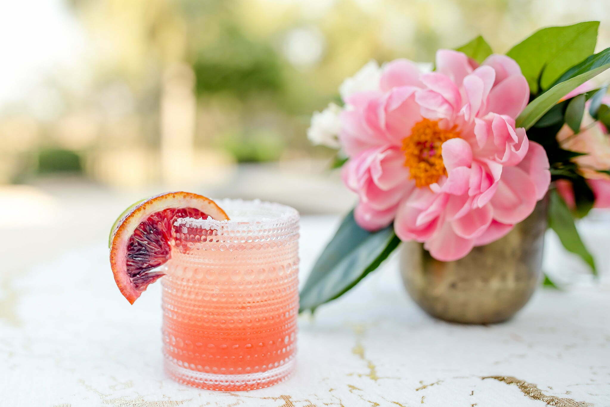 pink flower and cocktail