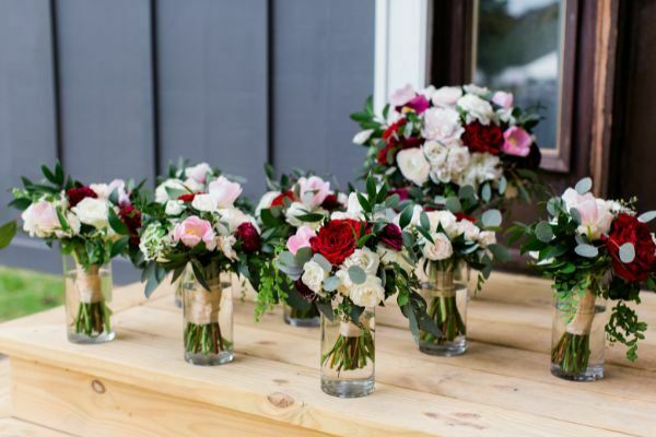 Wedding flowers in vases